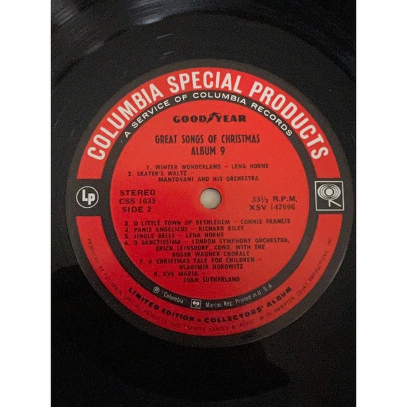 Great Songs Of Christmas LP Goodyear Album Three and Nine 1033 / 117 1969 EX - Picture 7 of 11